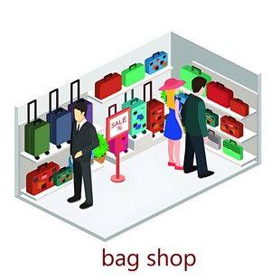 时尚包包店顾客选购场景