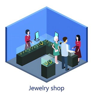 珠宝店内的顾客与店员