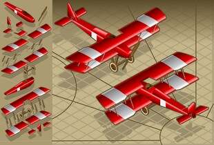 复古双翼飞机模型展示