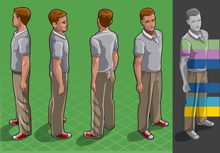 男性服装多角度展示图