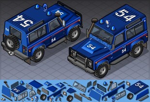 蓝色警车模型设计图