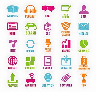 多彩商务办公相关图标集