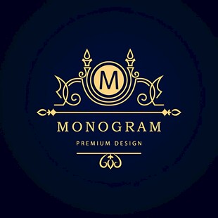 金色奢华字母M标志设计