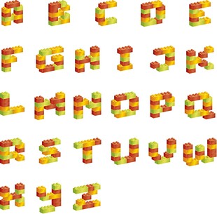 彩色积木字母拼图
