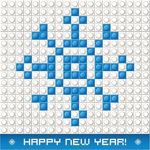 新年蓝色雪花积木图案