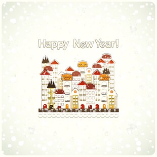 新年卡通城镇风景图