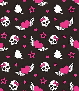 骷髅爱心图案无缝背景