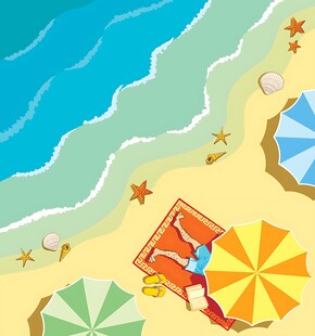 夏日沙滩休闲场景