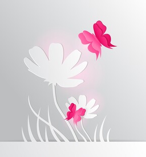 蝴蝶伴花的唯美图案