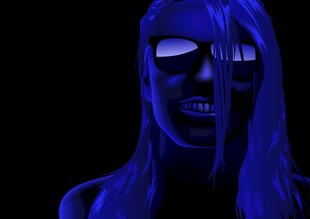 神秘蓝光下的诡异面容