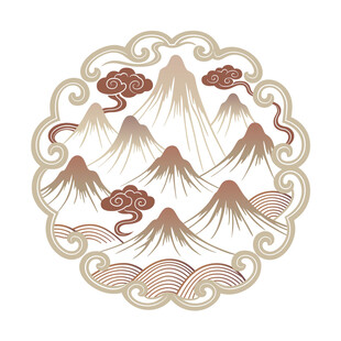 中式山水云纹传统图案