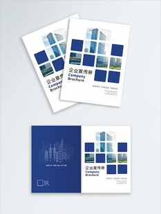 蓝白几何图案商务宣传册