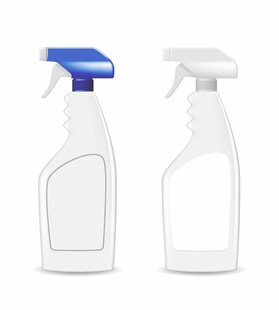 白色喷雾瓶清洁用品展示