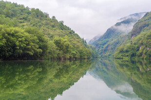 青山绿水间的宁静湖泊