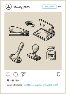 6款入 办公用品素描画