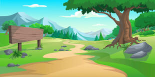 森林中的乡间小径场景