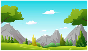 美丽山间草地风景图