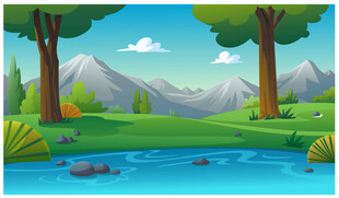 宁静溪边森林自然风景