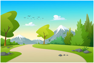 山间小路旁的自然风景