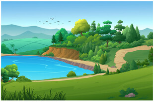 美丽自然风光湖畔风景