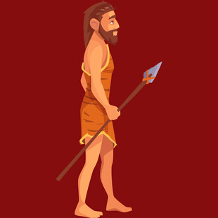 手持长矛的原始男性形象