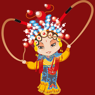 可爱京剧娃娃舞动双枪