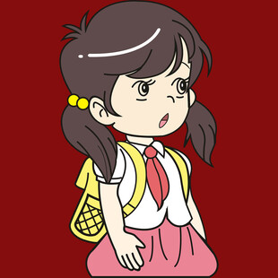 背着书包的可爱小女孩