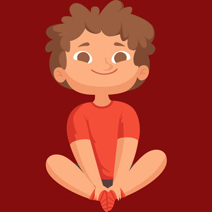 坐着的红衣小男孩