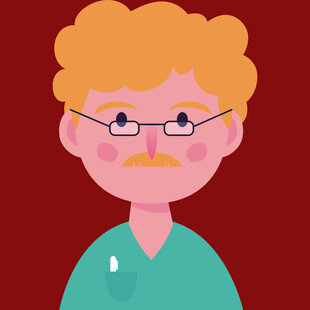 戴眼镜的卷发男子头像