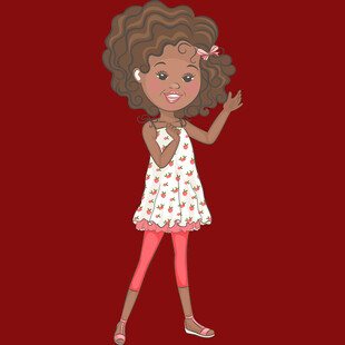 可爱卷发女孩俏皮摆姿势