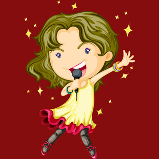 舞台上歌唱的可爱女孩