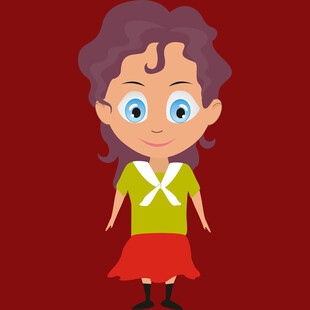 可爱卷发小女孩卡通形象