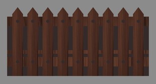 棕色尖顶木质围栏