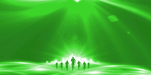 绿光舞台下的表演者