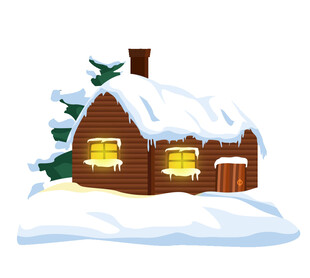 冬日雪中小木屋