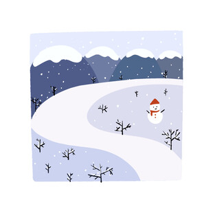 冬日雪景中的可爱雪人