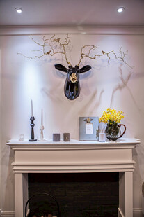 简约壁炉装饰 鹿头艺术风