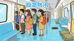 地铁防汛卡通图片