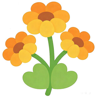 三朵橙色花朵插画