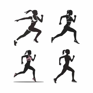 跑步女运动员剪影
