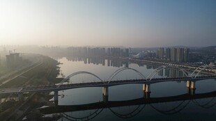 城市桥梁日出全景风光