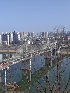 城市桥梁与河畔建筑景观
