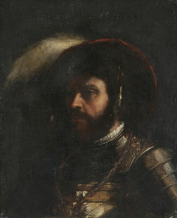 身着盔甲的古代男子肖像