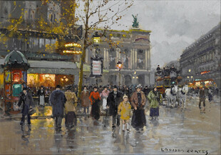 雨中热闹的城市街道景象