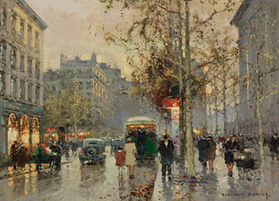 雨中城市街道的浪漫景象