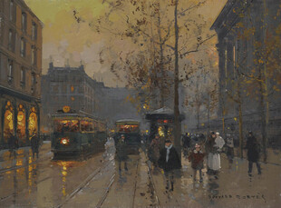 雨夜街头的复古城市景象