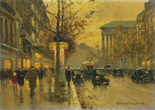 城市街景雨中的复古风情