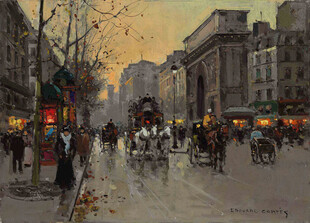 复古城市街道热闹景象