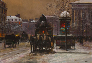 冬日街头的马车场景