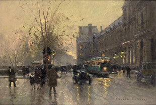 雨中城市街道的繁忙景象